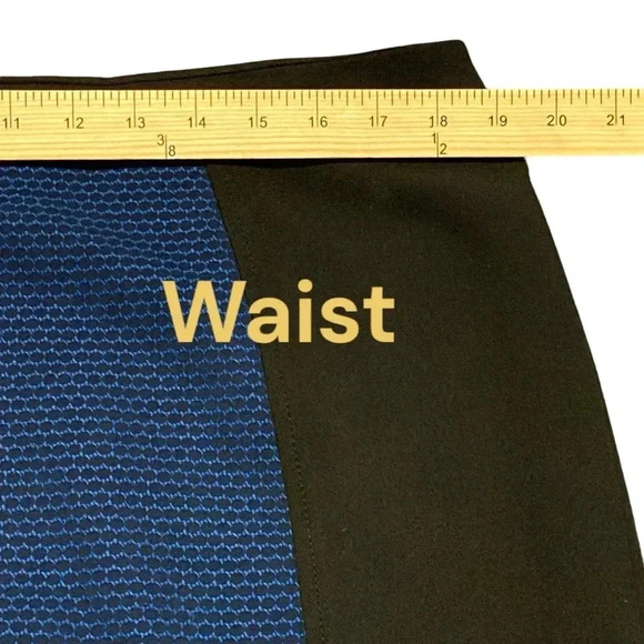 Halogen Polkadot Pencil Skirt Women Blue Black Color block size 16 - Picture 3 of 5